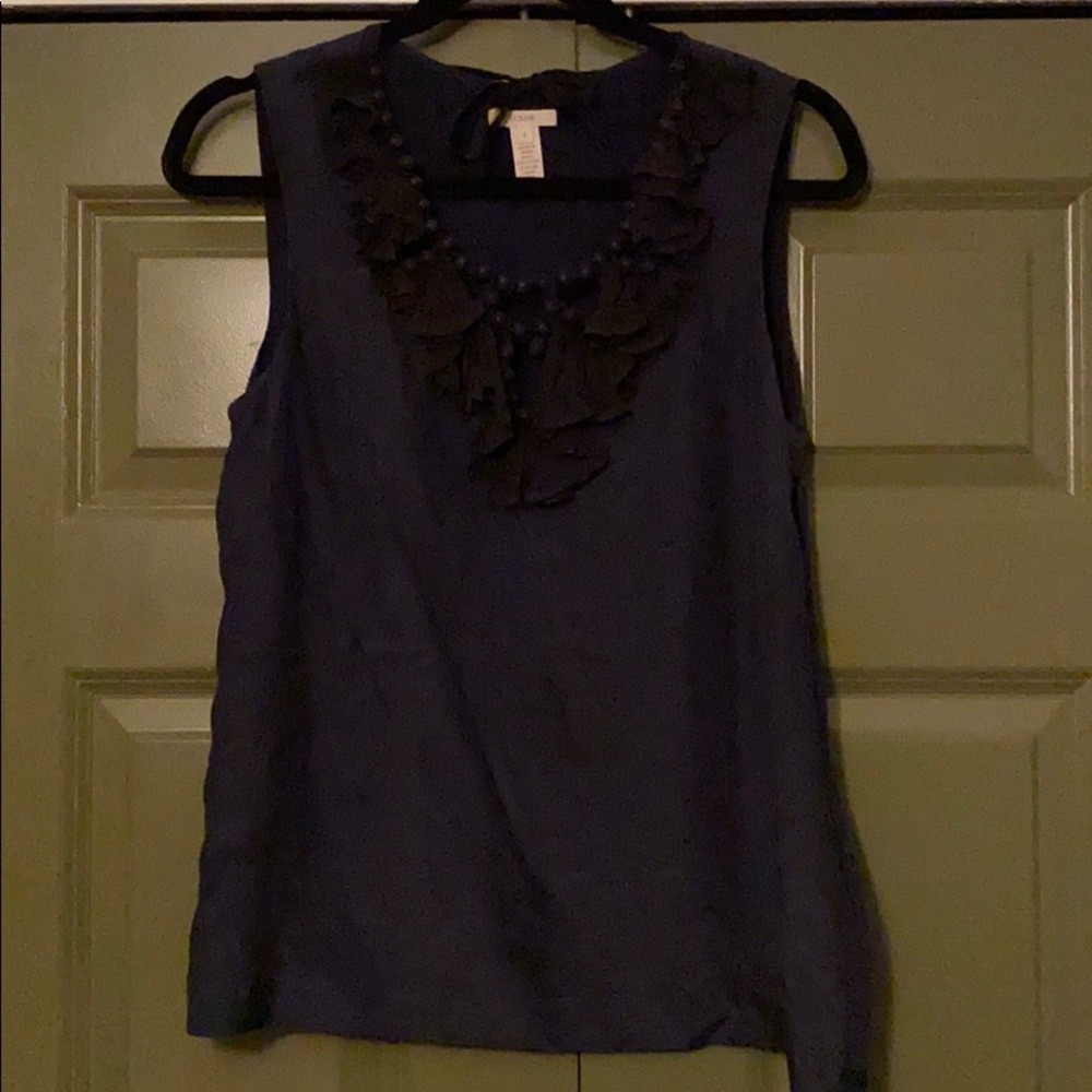 Navy Blue Faux Necklace Tank JCrew Sz 8
